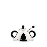photo Alessi-Sugar bowl with spoon in 18/10 stainless steel and PA, black 1